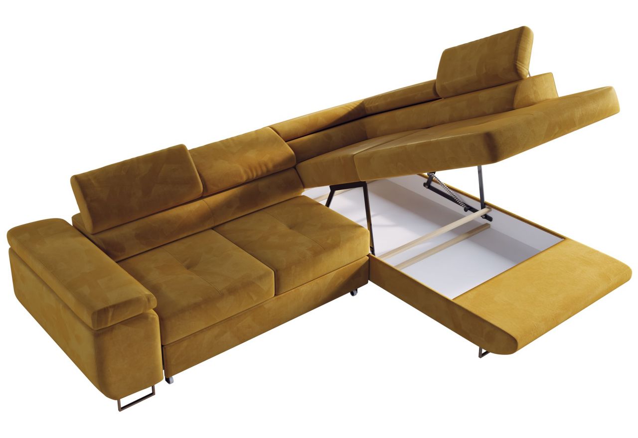 Narożnik GUSTAW L - strona prawa - żółty, welwet