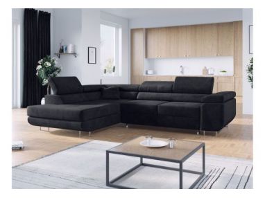 Narożnik GUSTAW L - strona lewa - szary, welwet