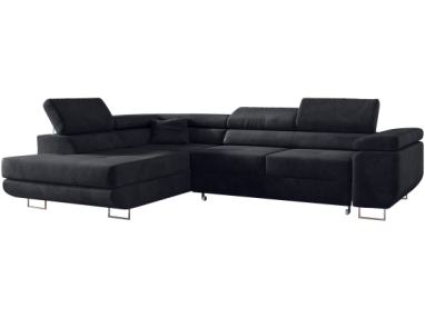 Narożnik GUSTAW L - strona lewa - szary, welwet