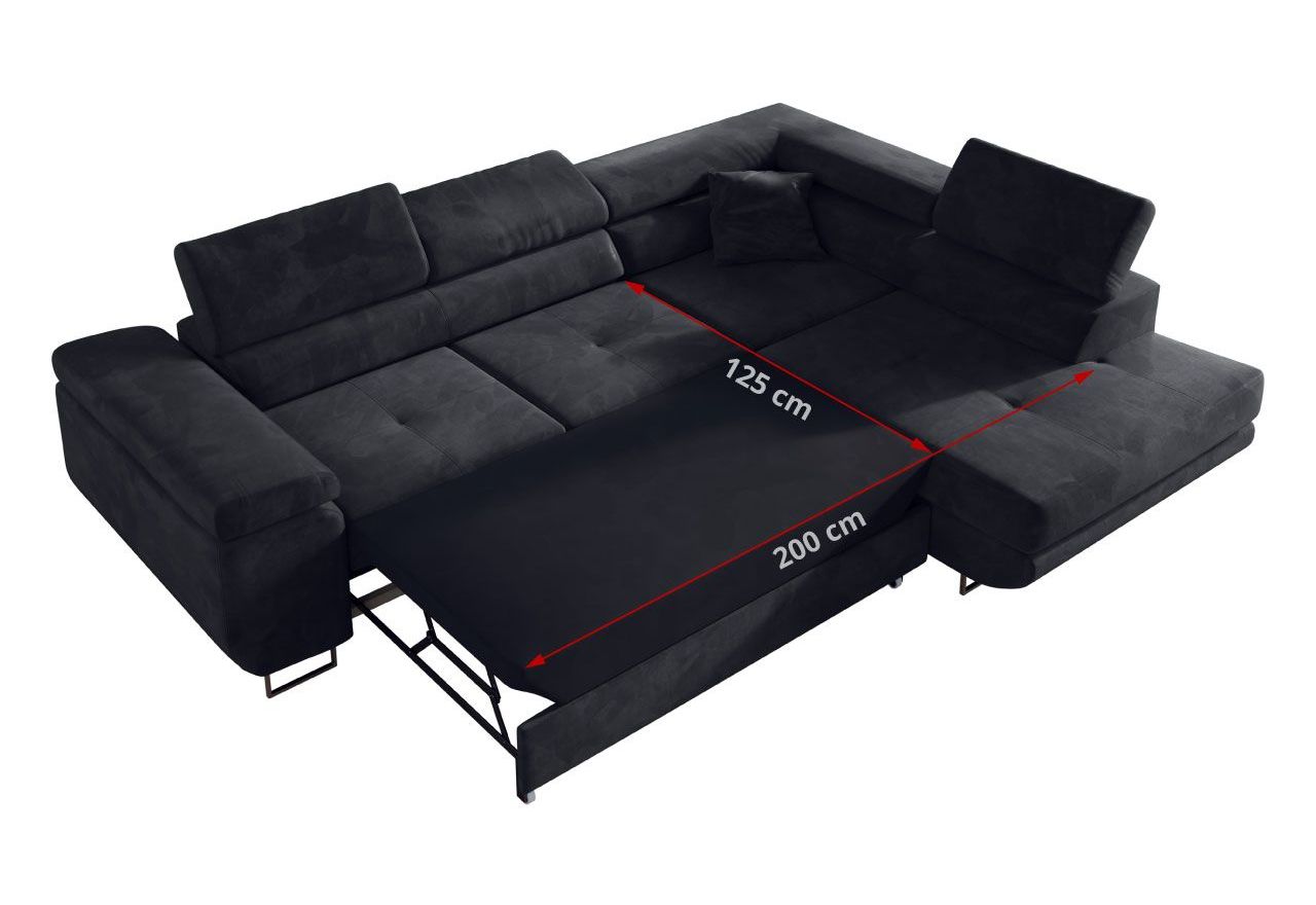 Narożnik GUSTAW L - strona lewa - szary, welwet