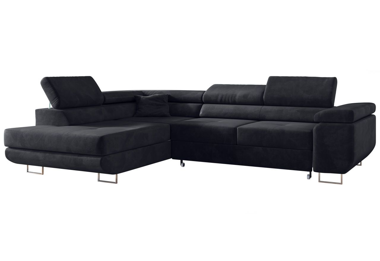 Narożnik GUSTAW L - strona lewa - szary, welwet