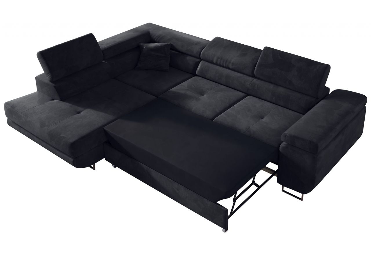 Narożnik GUSTAW L - strona lewa - szary, welwet