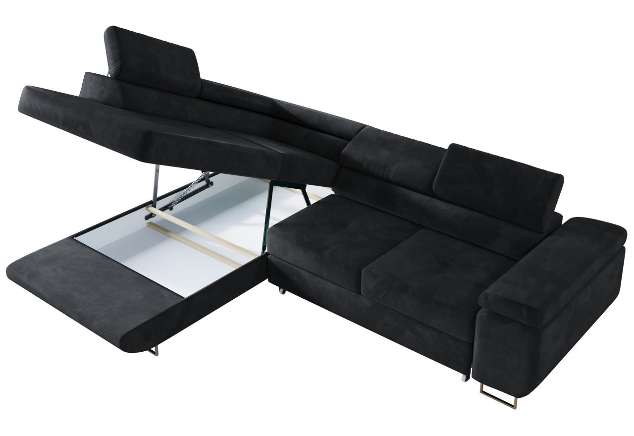 Narożnik GUSTAW L - strona lewa - szary, welwet