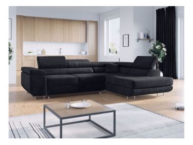 Narożnik GUSTAW L - strona prawa - szary, welwet