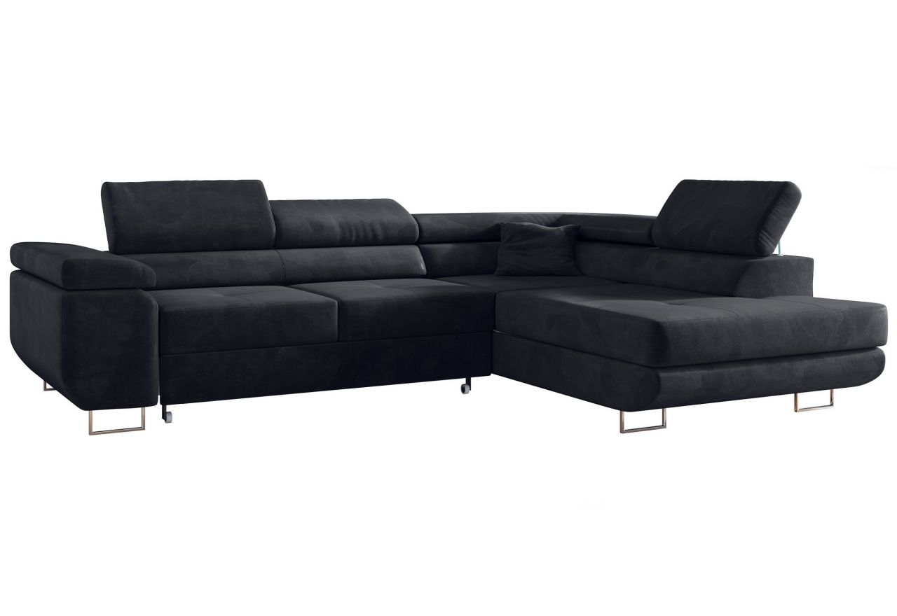 Narożnik GUSTAW L - strona prawa - szary, welwet