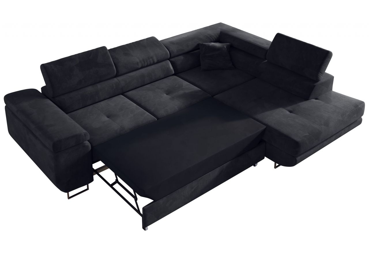 Narożnik GUSTAW L - strona prawa - szary, welwet