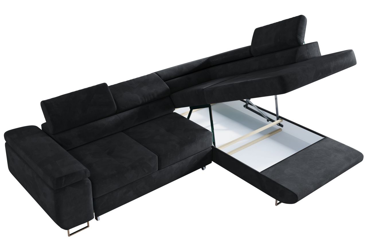 Narożnik GUSTAW L - strona prawa - szary, welwet