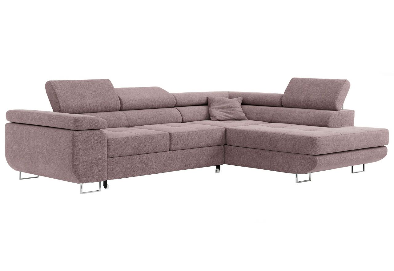 Narożnik GUSTAW L - strona prawa - różowy, boucle