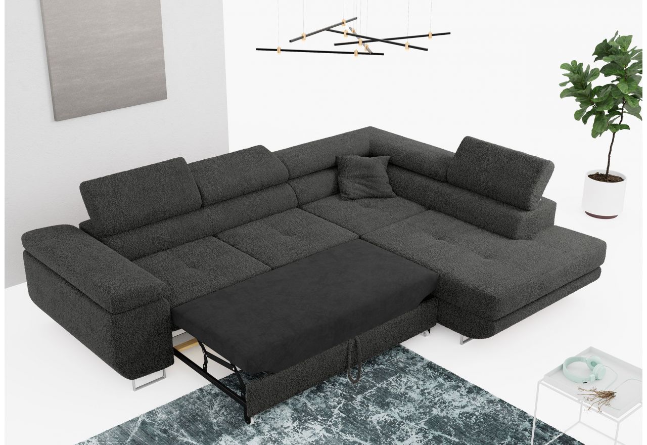 Narożnik GUSTAW L - strona prawa - ciemnoszary, boucle