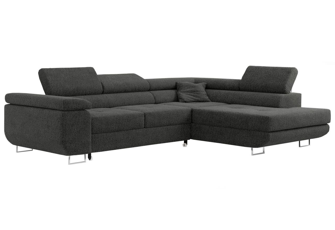 Narożnik GUSTAW L - strona prawa - ciemnoszary, boucle