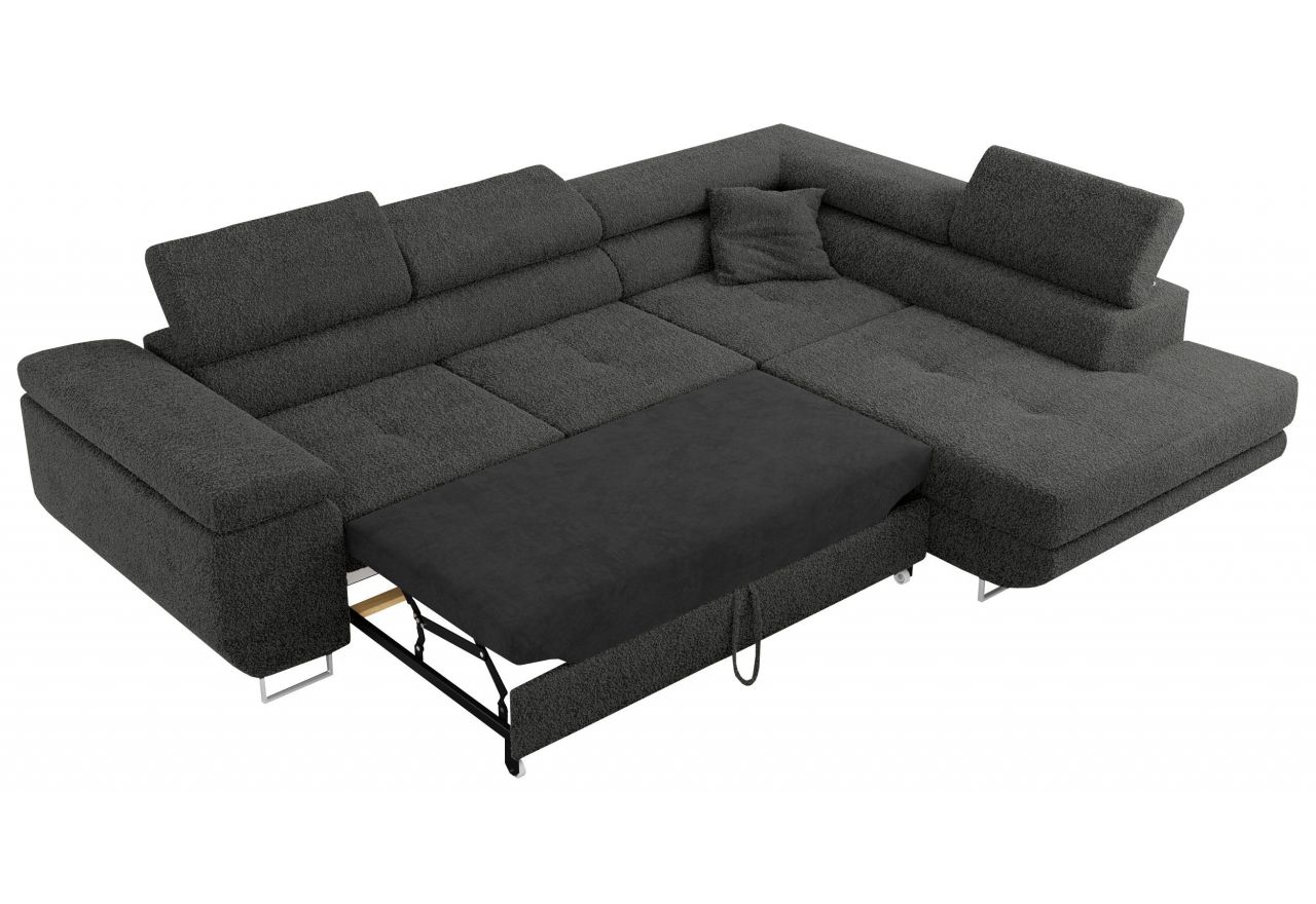 Narożnik GUSTAW L - strona prawa - ciemnoszary, boucle