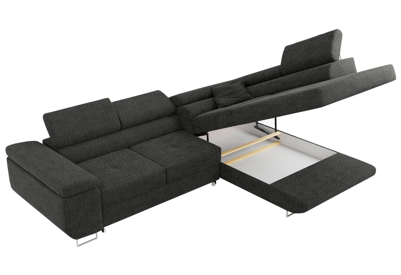 Narożnik GUSTAW L - strona prawa - ciemnoszary, boucle