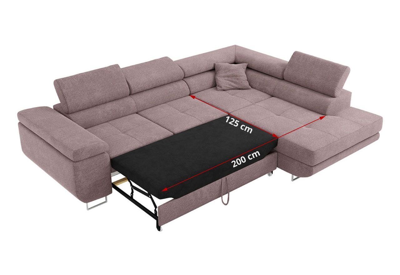 Narożnik GUSTAW L - strona lewa - różowy, struktura