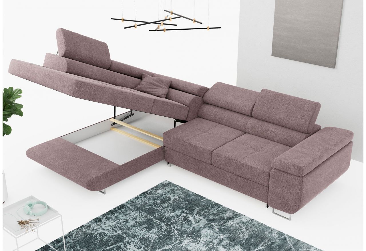 Narożnik GUSTAW L - strona lewa - różowy, struktura