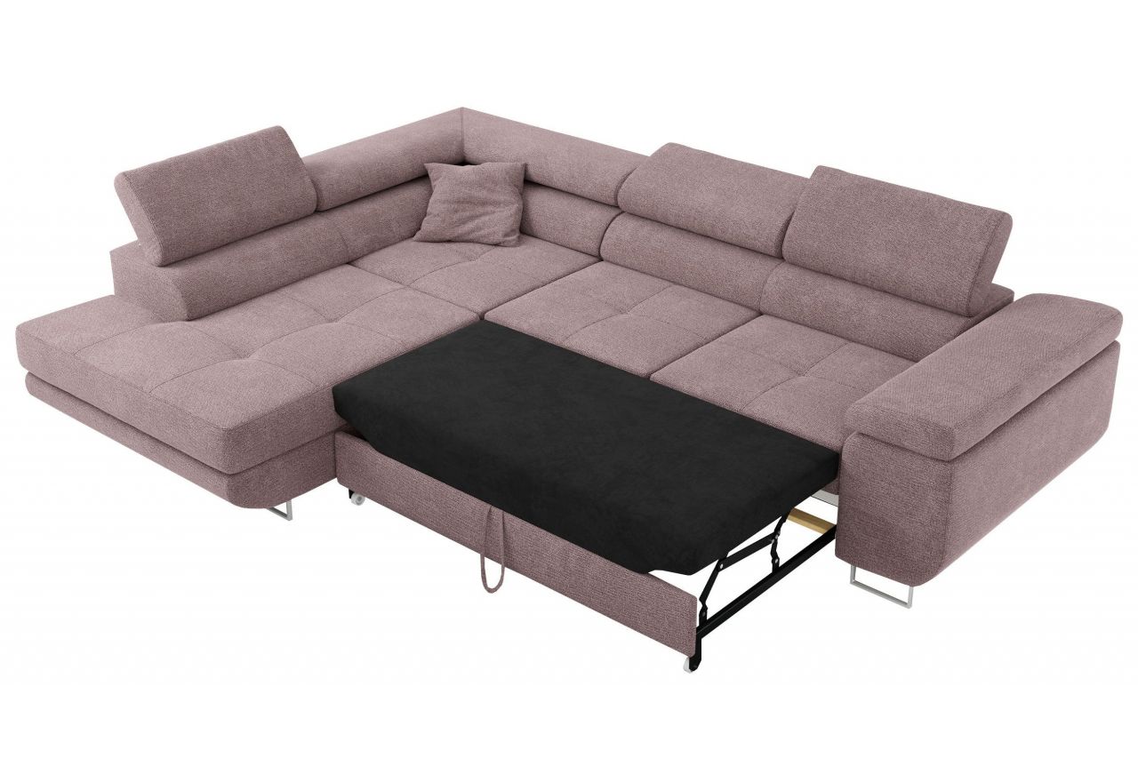 Narożnik GUSTAW L - strona lewa - różowy, struktura