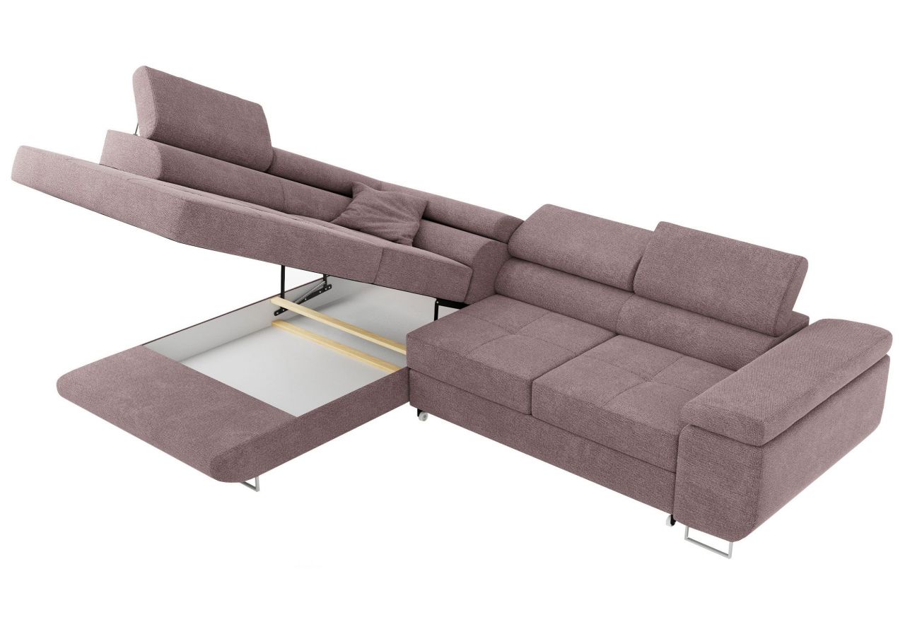 Narożnik GUSTAW L - strona lewa - różowy, struktura