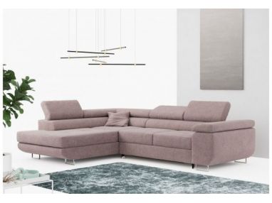 Narożnik GUSTAW L - strona lewa - różowy, boucle