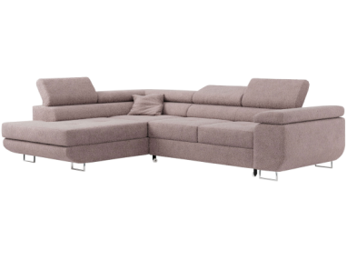 Narożnik GUSTAW L - strona lewa - różowy, boucle