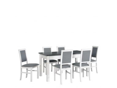 Modny komplet, zestaw mebli do kuchni z grafitowym blatem - stół MODUS 1 + krzesła NUN 3