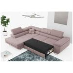 Narożnik GUSTAW L - strona lewa - różowy, boucle