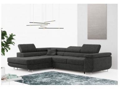 Narożnik GUSTAW L - strona lewa - ciemnoszary, boucle