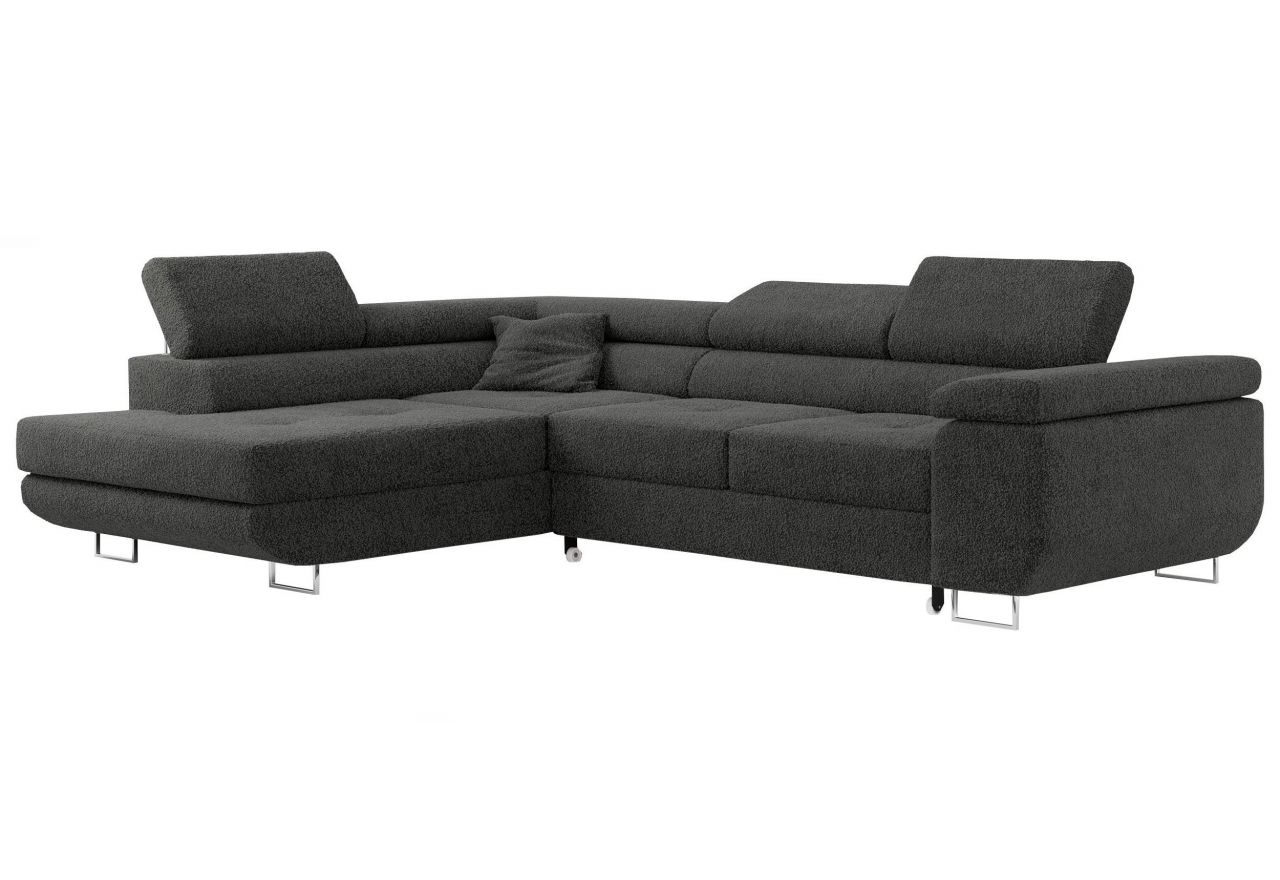 Narożnik GUSTAW L - strona lewa - ciemnoszary, boucle