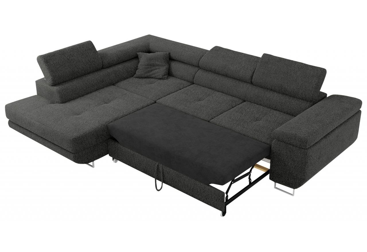 Narożnik GUSTAW L - strona lewa - ciemnoszary, boucle