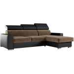 Narożnik FOX L - uniwersalny - brązowy, czarny, welwet, ekoskóra