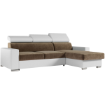 Narożnik FOX L - uniwersalny - brązowy, biały, welwet, ekoskóra