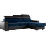 Narożnik FOX L - uniwersalny - ciemnoniebieski, czarny, welwet, ekoskóra