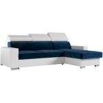 Narożnik FOX L - uniwersalny - ciemnoniebieski, biały, welwet, ekoskóra