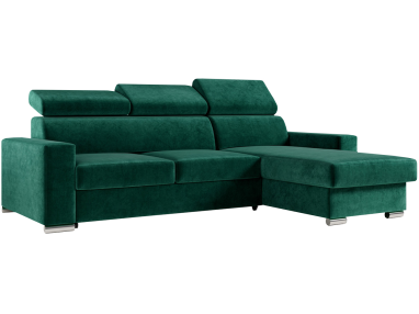 Narożnik FOX L - uniwersalny - ciemnozielony, welwet