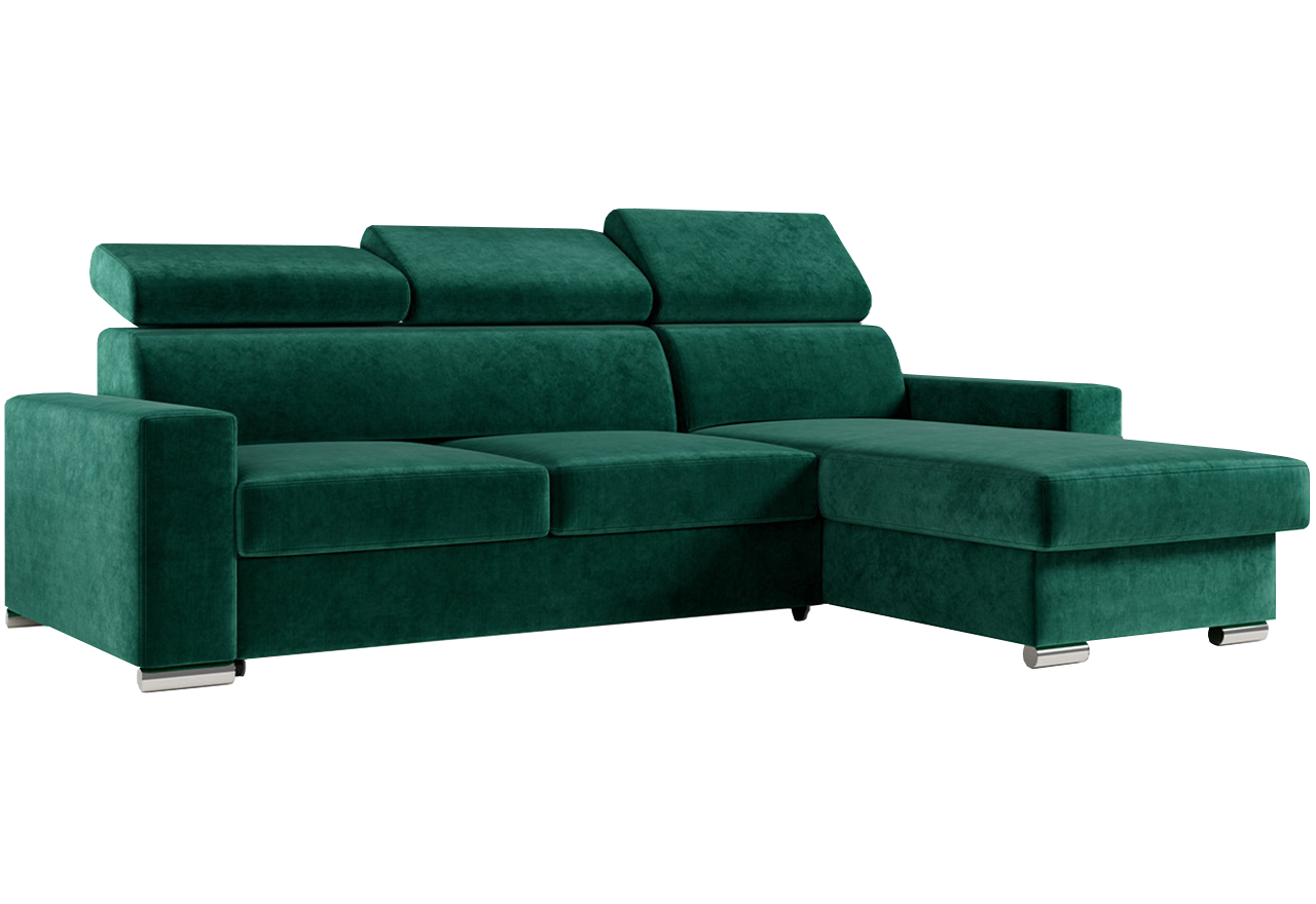 Narożnik FOX L - uniwersalny - ciemnozielony, welwet