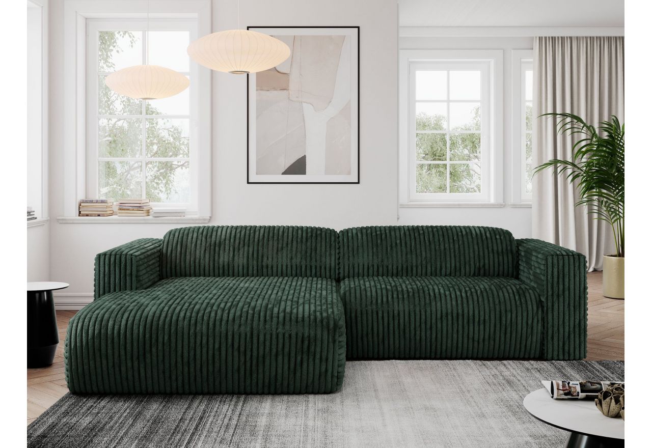 Narożnik PASADENA L - strona lewa - ciemnozielony, sztruks