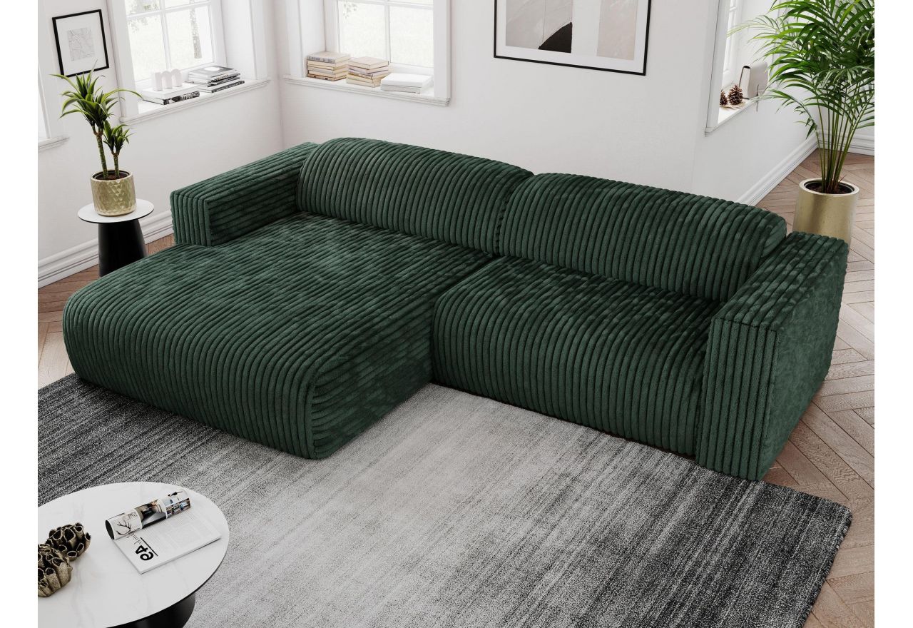 Narożnik PASADENA L - strona lewa - ciemnozielony, sztruks