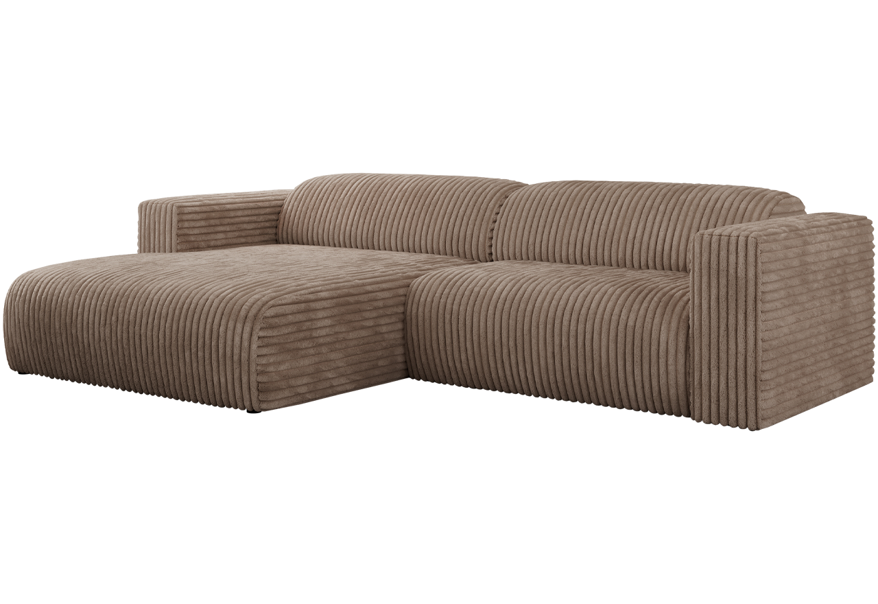 Narożnik PASADENA L - strona lewa - brązowy, sztruks