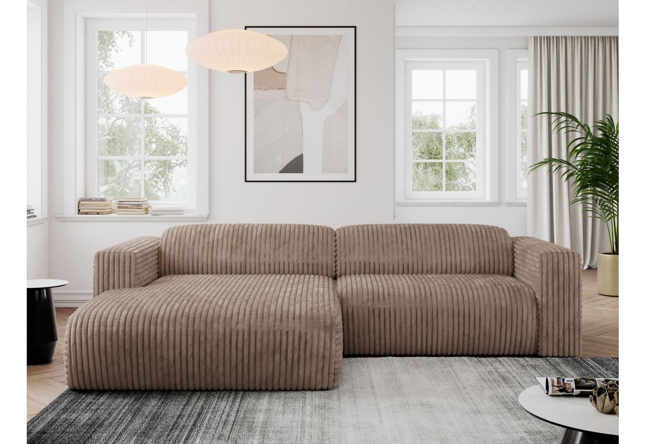 Narożnik PASADENA L - strona lewa - brązowy, sztruks