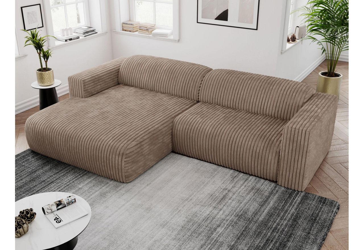 Narożnik PASADENA L - strona lewa - brązowy, sztruks