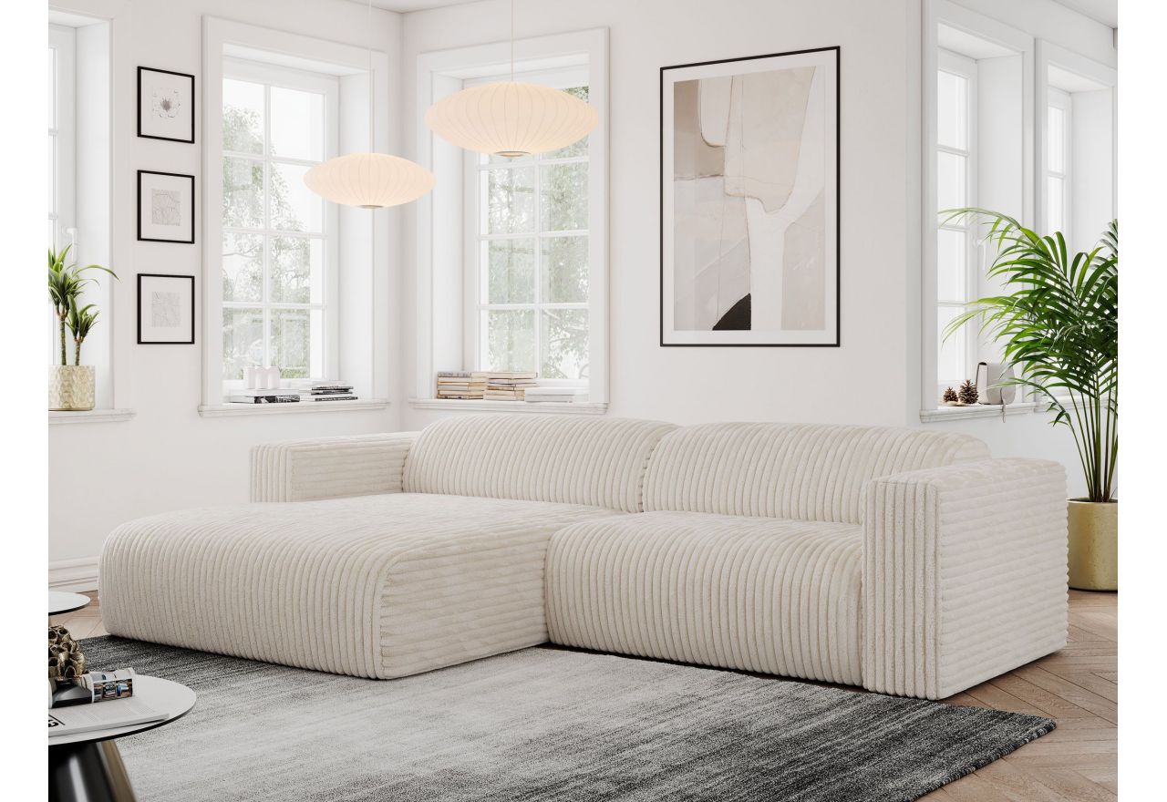 Narożnik PASADENA L - strona lewa - beżowy, sztruks