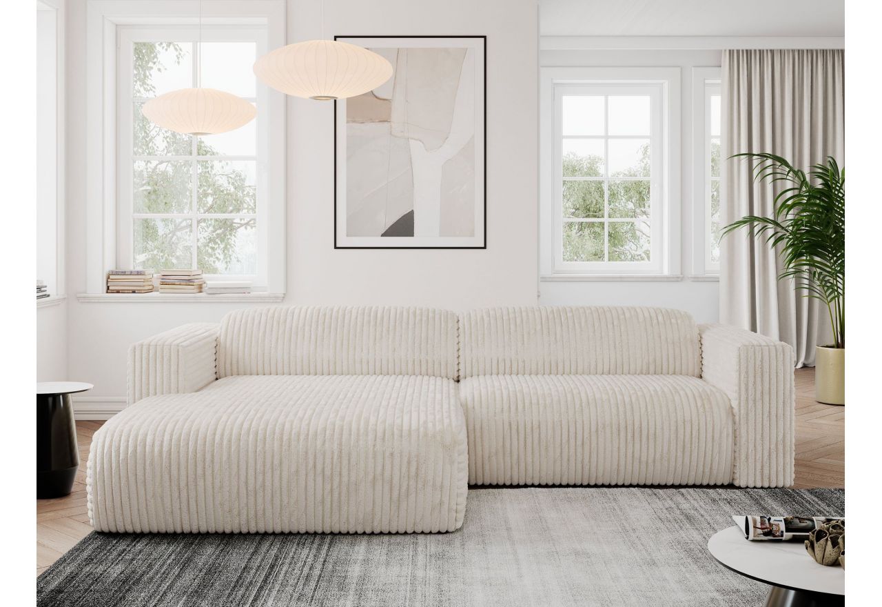 Narożnik PASADENA L - strona lewa - beżowy, sztruks