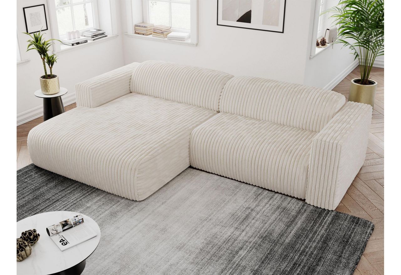 Narożnik PASADENA L - strona lewa - beżowy, sztruks