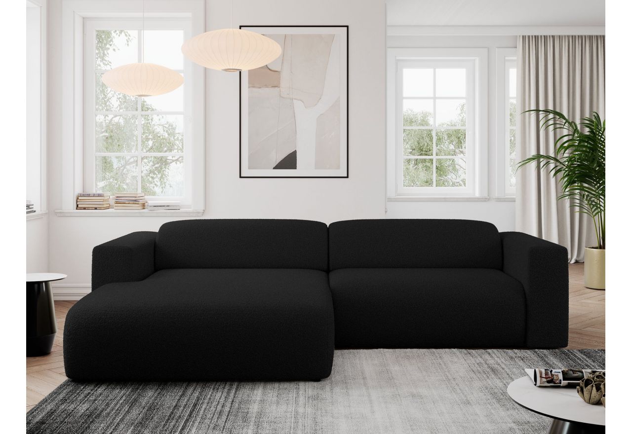 Narożnik PASADENA L - strona lewa - czarny, boucle