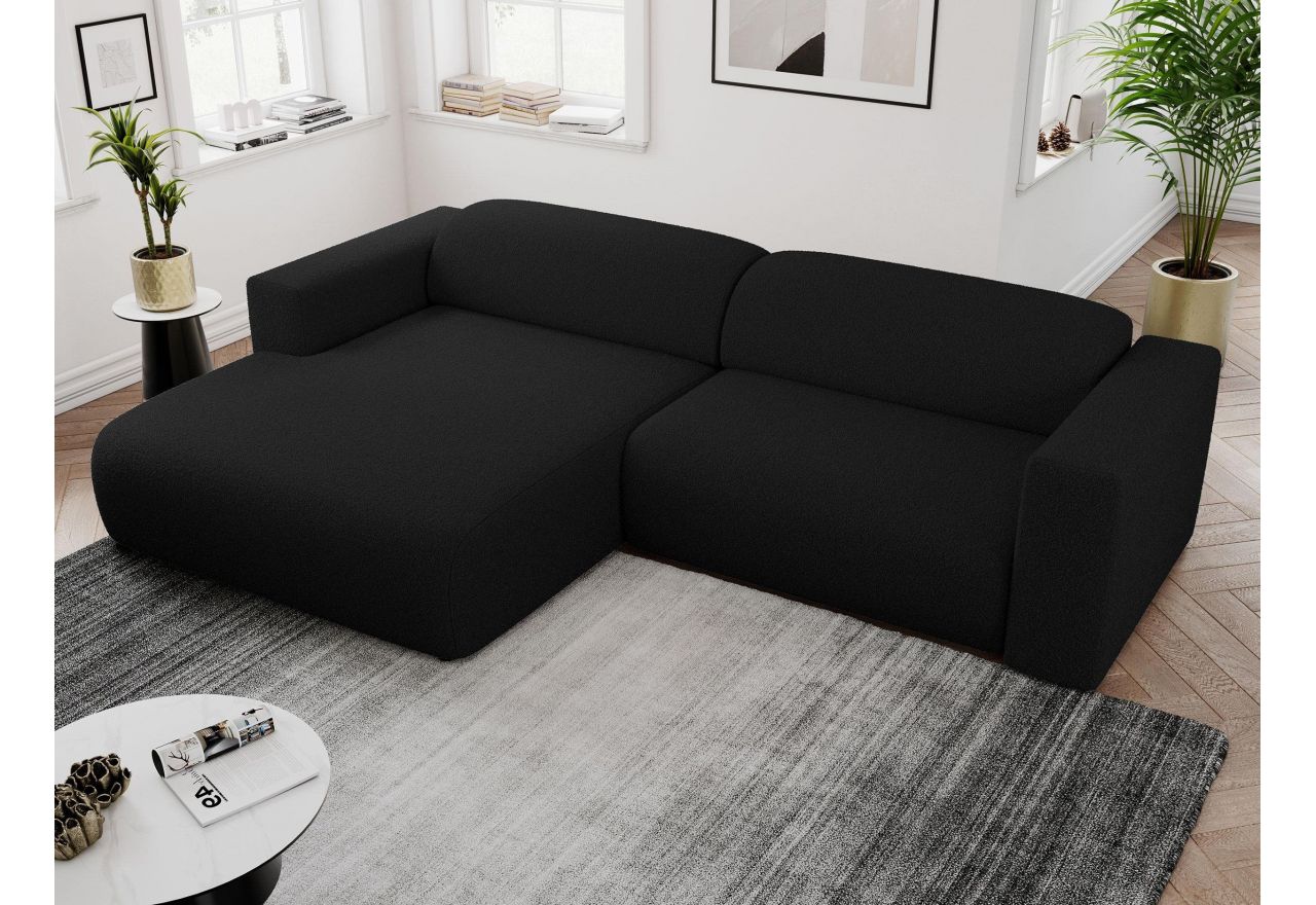 Narożnik PASADENA L - strona lewa - czarny, boucle