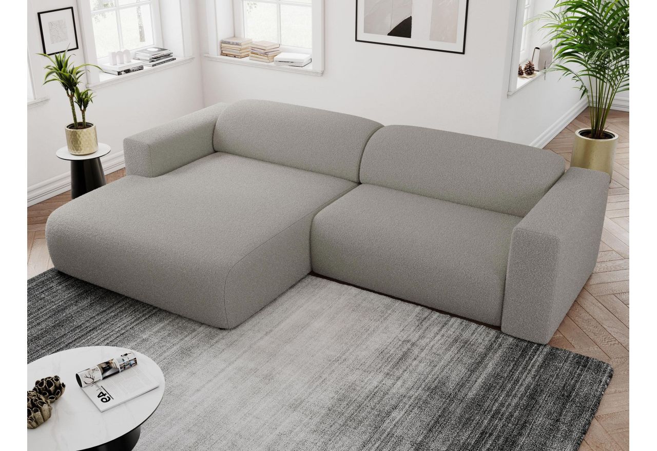 Narożnik PASADENA L - strona lewa - szary, boucle