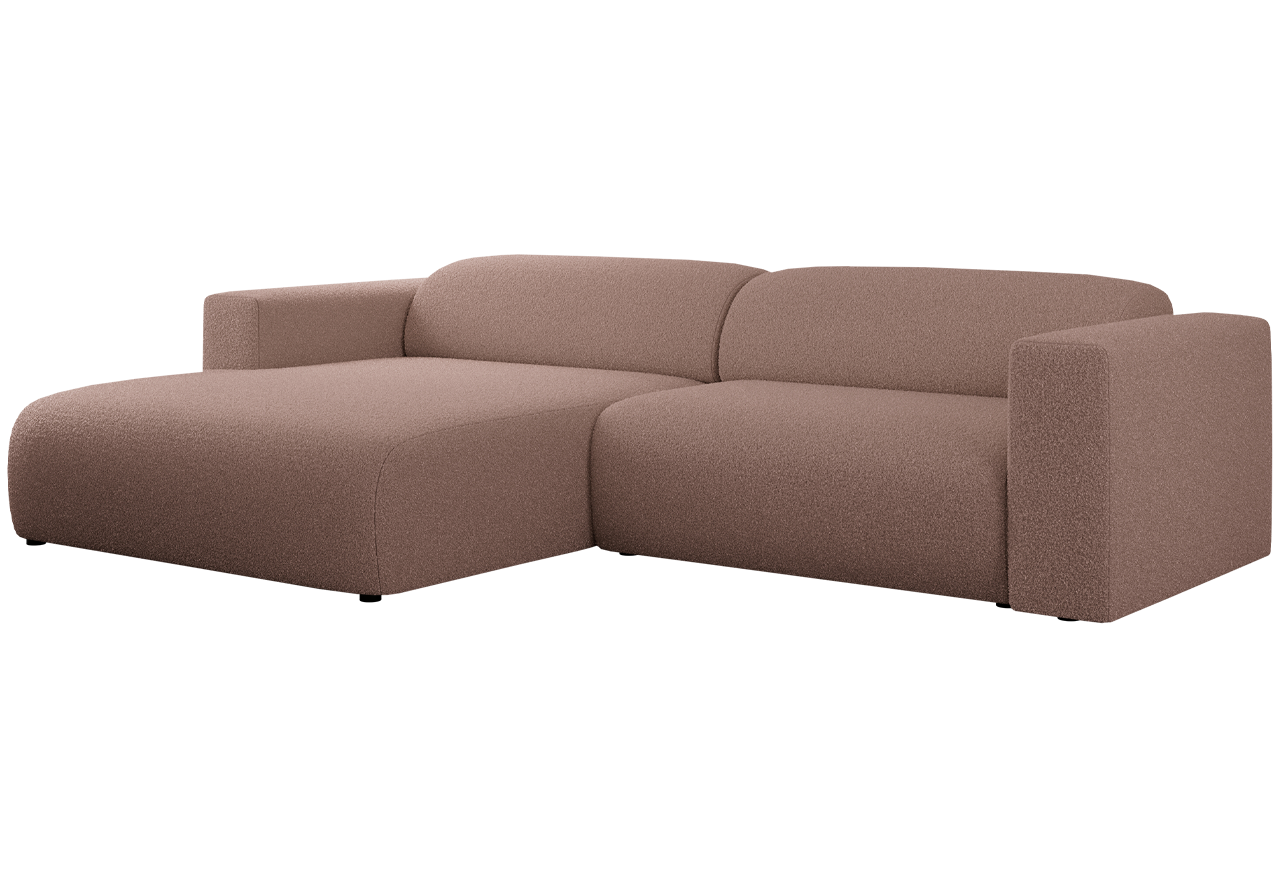 Narożnik PASADENA L - strona lewa - różowy, boucle