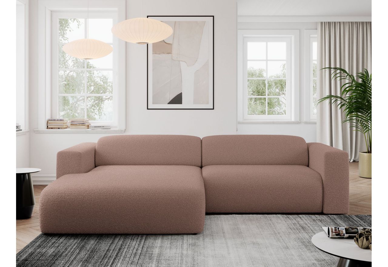 Narożnik PASADENA L - strona lewa - różowy, boucle