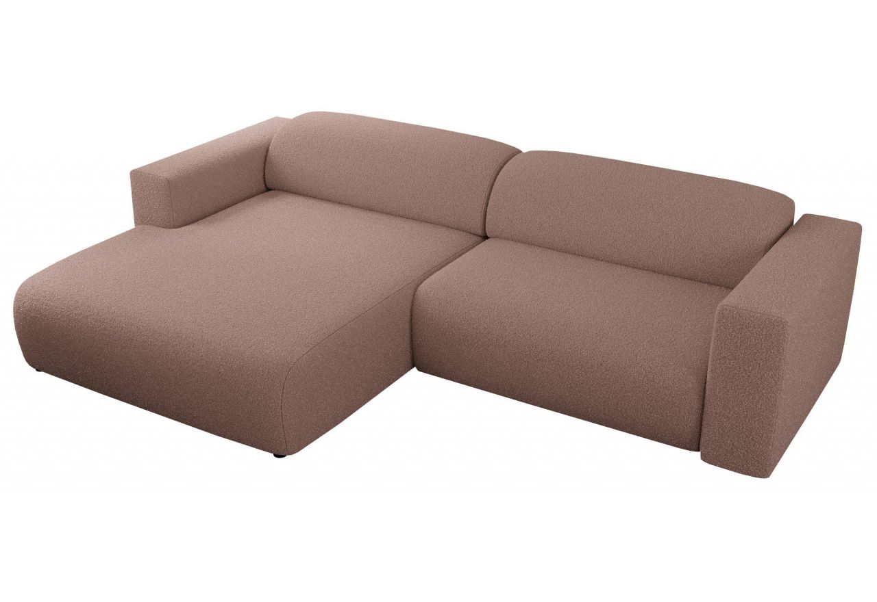 Narożnik PASADENA L - strona lewa - różowy, boucle