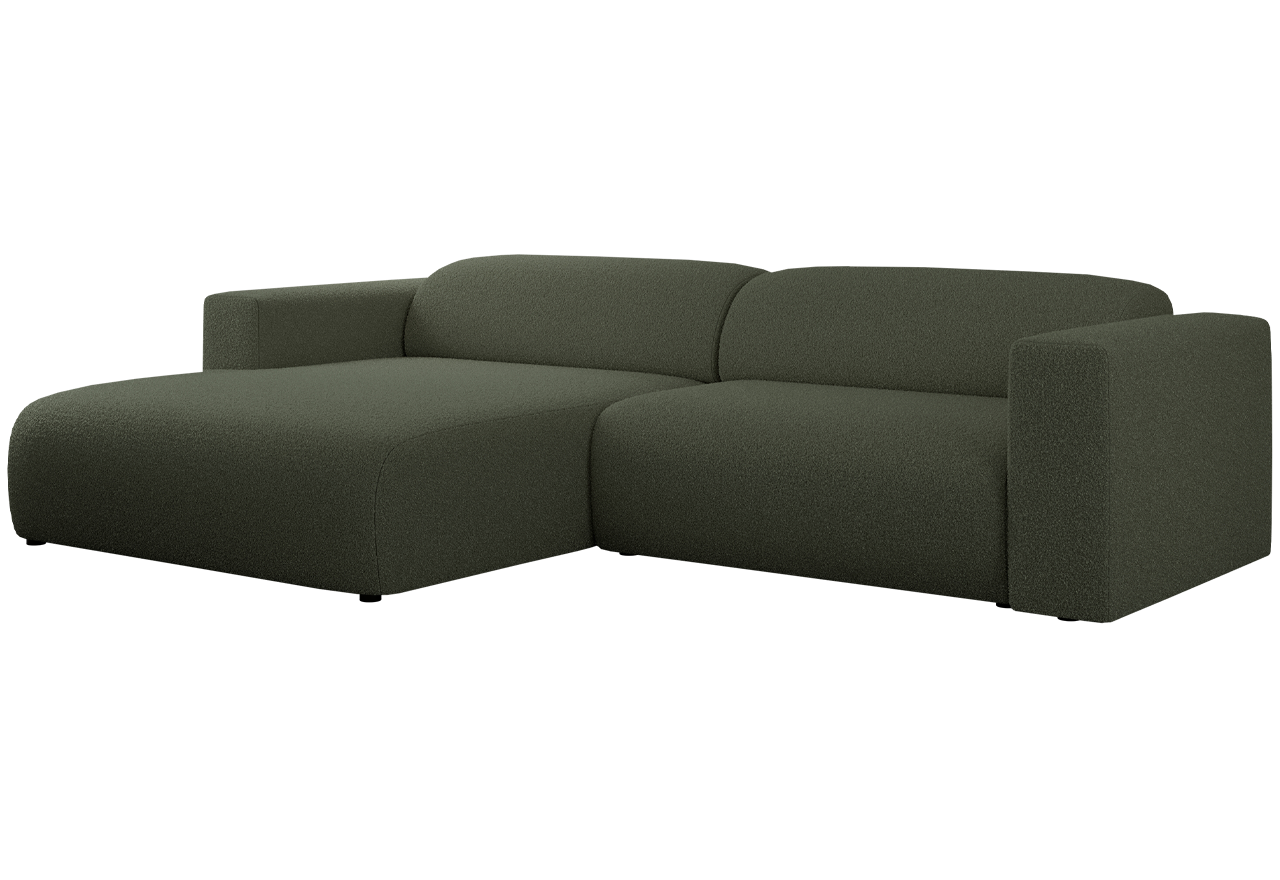 Narożnik PASADENA L - strona lewa - ciemnozielony, boucle