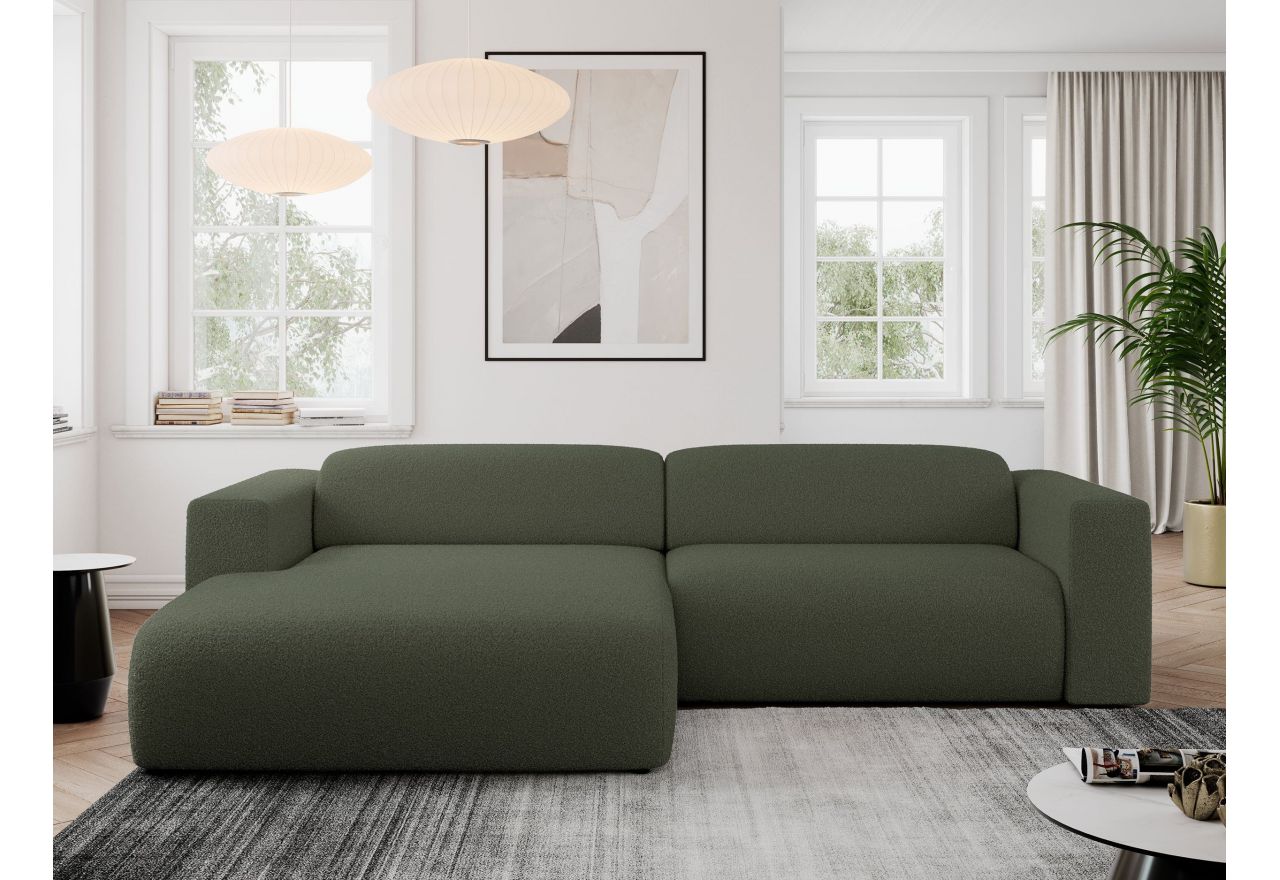 Narożnik PASADENA L - strona lewa - ciemnozielony, boucle