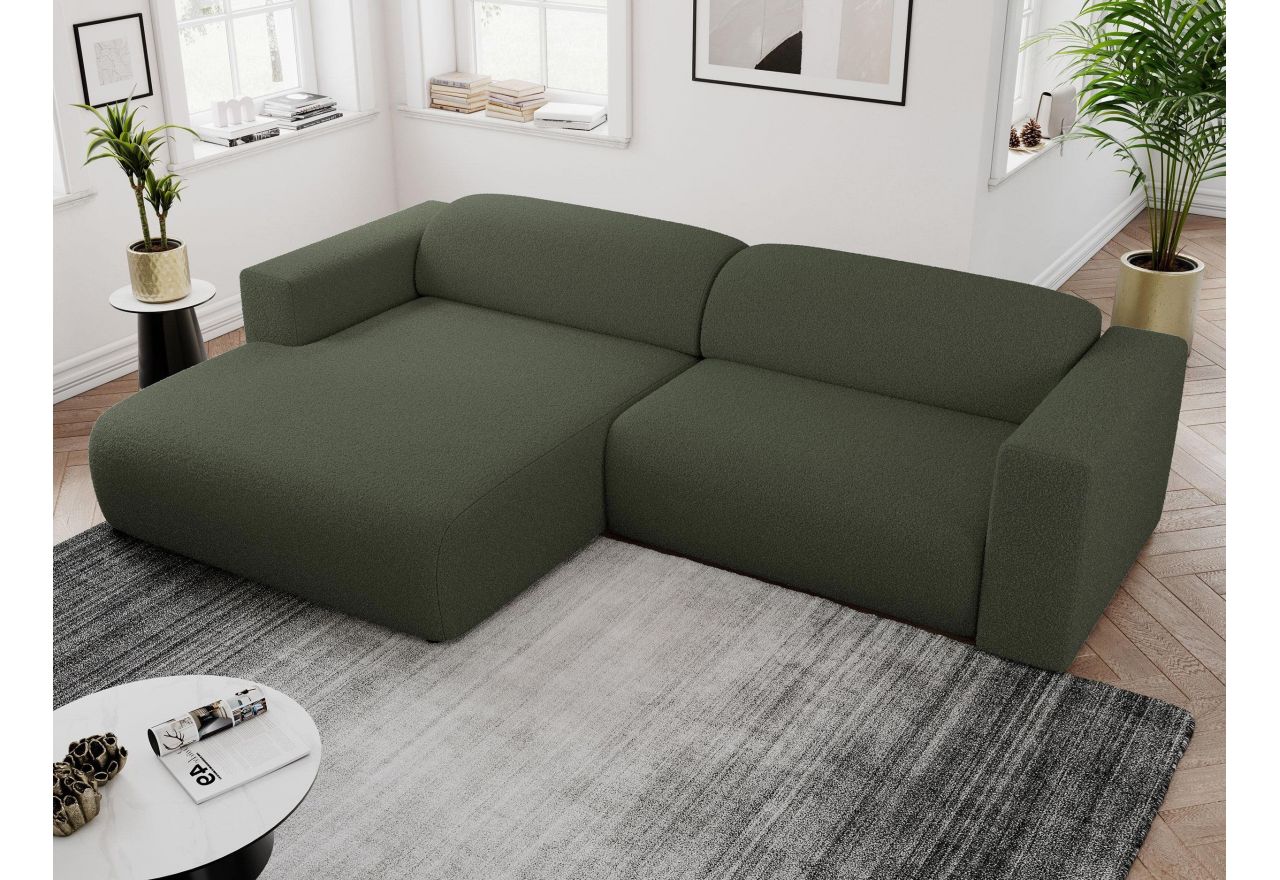 Narożnik PASADENA L - strona lewa - ciemnozielony, boucle